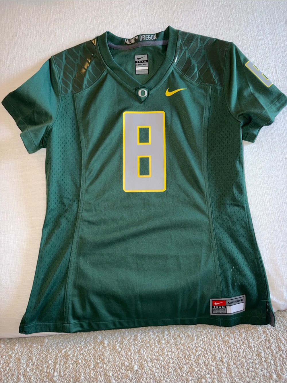 Nike Women’s Oregon Ducks Green Jersey with Yellow and Gray Accents - #8